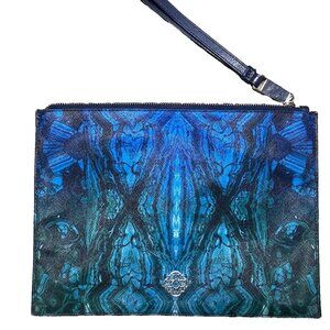 Rafe New York Malachite Print Wristlet Clutch Purse Cosmetic Bag 11" x 8.5"